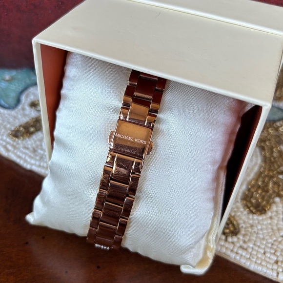 Michael Kors Pave Crystal Rose Gold Tone Watch Slim Runway Sparky Mid-Sized main image 4